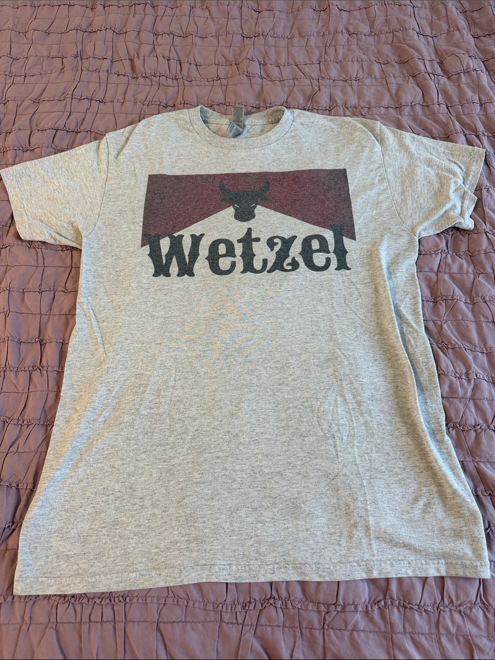 Gildan Gray Short-Sleeve Tee with Maroon & Black Graphic